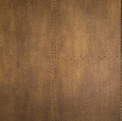 Spinnaker 79" Brass Clad Top Dining Table - Oak + Iron