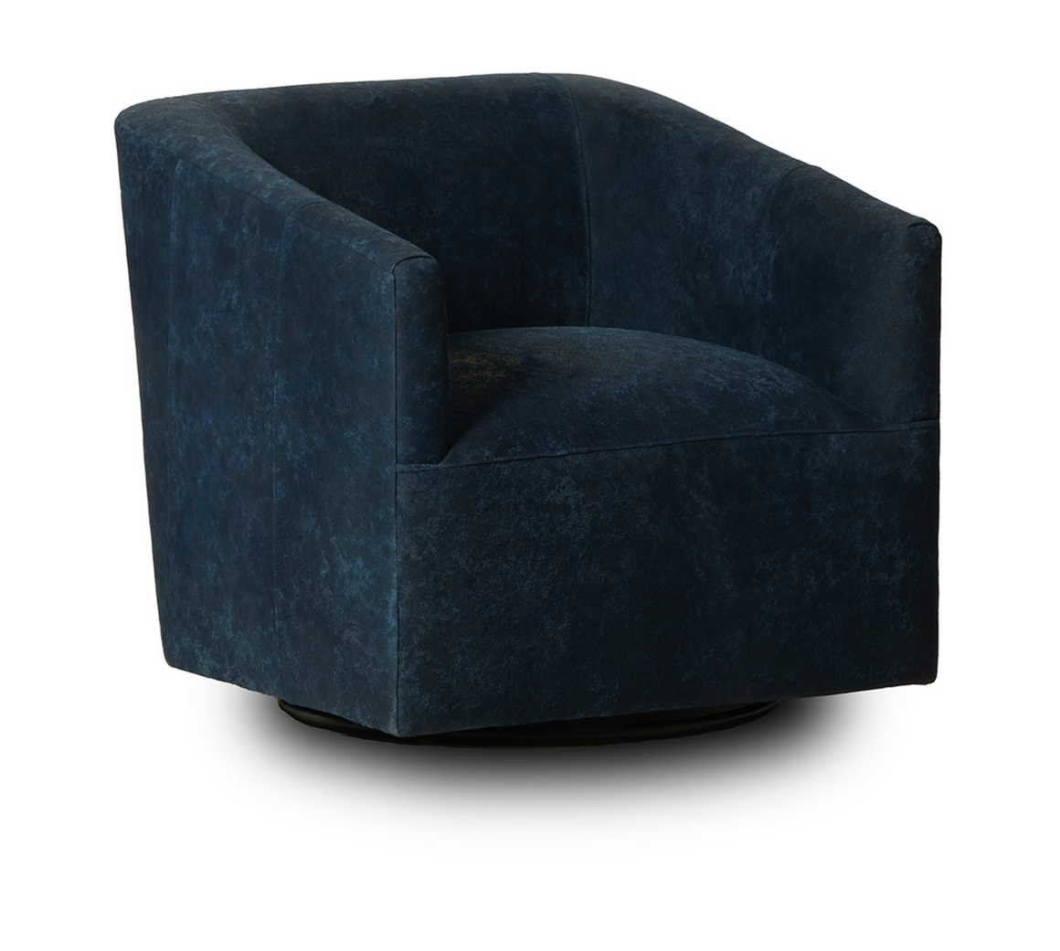 Jaxon 30" Top Grain Leather Swivel Chair - Deep Lagoon