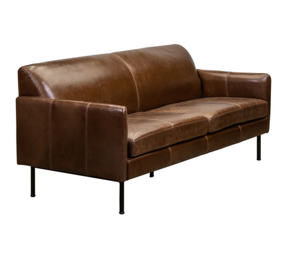 Apollo 70" Top Grain Leather 2 Cushion Sofa - Bark