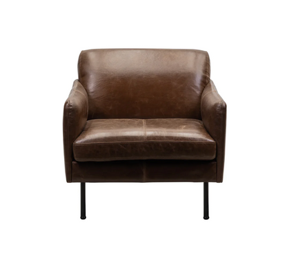 Apollo 30" Top Grain Leather Occasional Chair - Bark