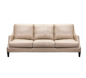 Flare 88" Top Grain Leather Three Cushion Sofa - Flax + Nailheads