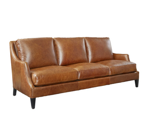 Flare 88" Top Grain Leather Three Cushion Sofa - Chestnut