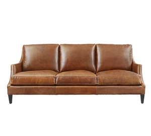 Flare 88" Top Grain Leather Three Cushion Sofa - Chestnut