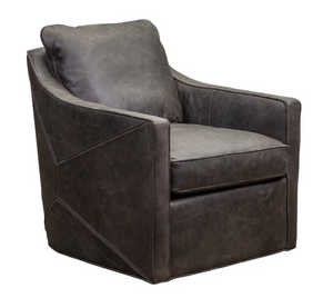 Piper 29" Top Grain Leather Swivel Chair - Slate