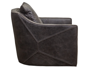 Piper 29" Top Grain Leather Swivel Chair - Slate