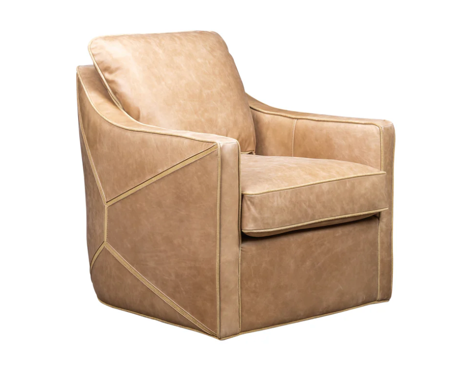 Piper 29" Top Grain Leather Swivel Chair- Nude