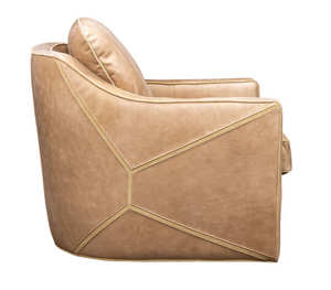 Piper 29" Top Grain Leather Swivel Chair- Nude