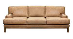 Nico 88" Top Grain Leather Three Cushion Sofa- Nude