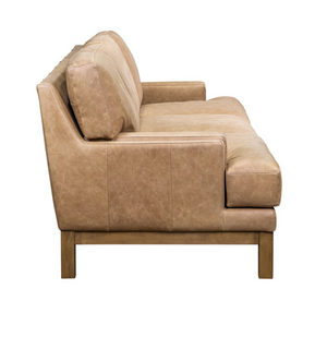 Nico 88" Top Grain Leather Three Cushion Sofa- Nude