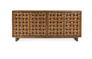 Lewis 81" 4 Door Reclaimed Pine Woven Sideboard - Hazelnut