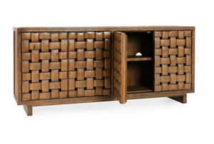 Lewis 81" 4 Door Reclaimed Pine Woven Sideboard - Hazelnut