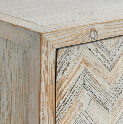 Sierra 94" 4 Door Reclaimed Pine Sideboard - Washed Herringbone