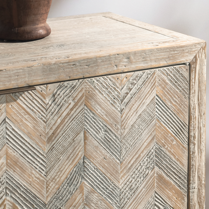 Sierra 94" 4 Door Reclaimed Pine Sideboard - Washed Herringbone