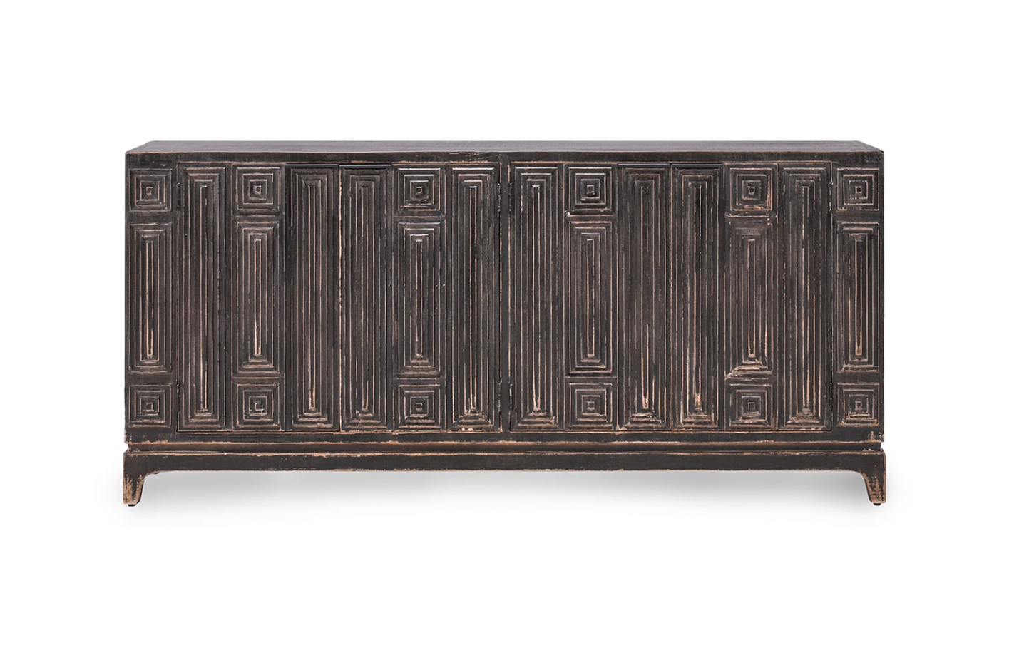 Cayo 82" 4 Door Reclaimed Pine Sideboard - Distressed Black