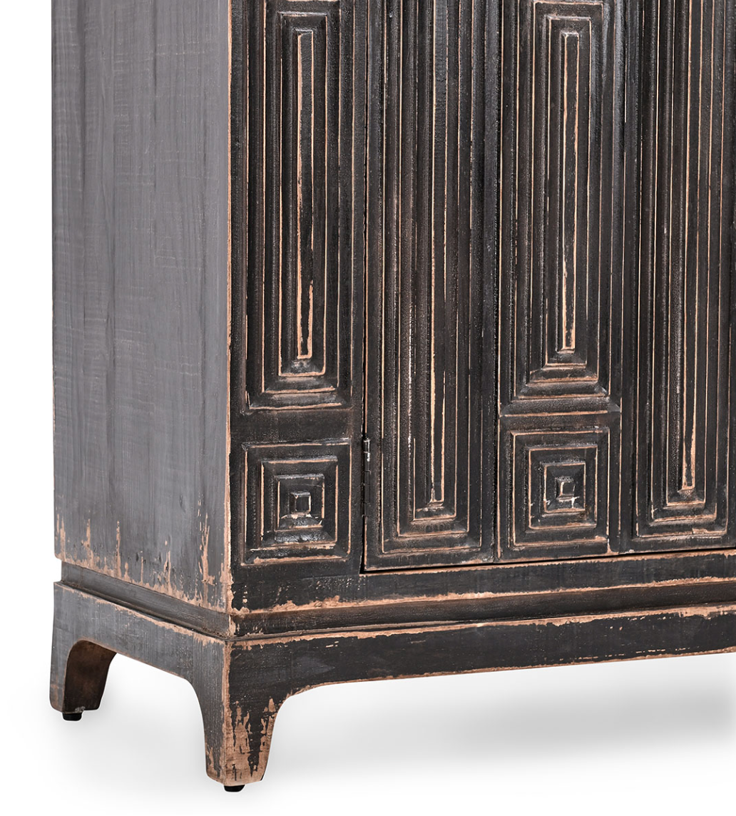 Cayo 82" 4 Door Reclaimed Pine Sideboard - Distressed Black