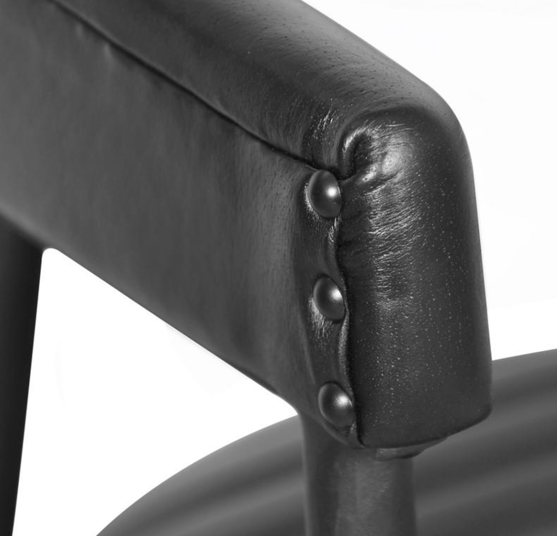 Addams 22" Top Grain Leather Counter Stool - Ebony + Iron