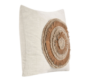 Pueblo 22" x 22" Down Pillow - Leather + Jute