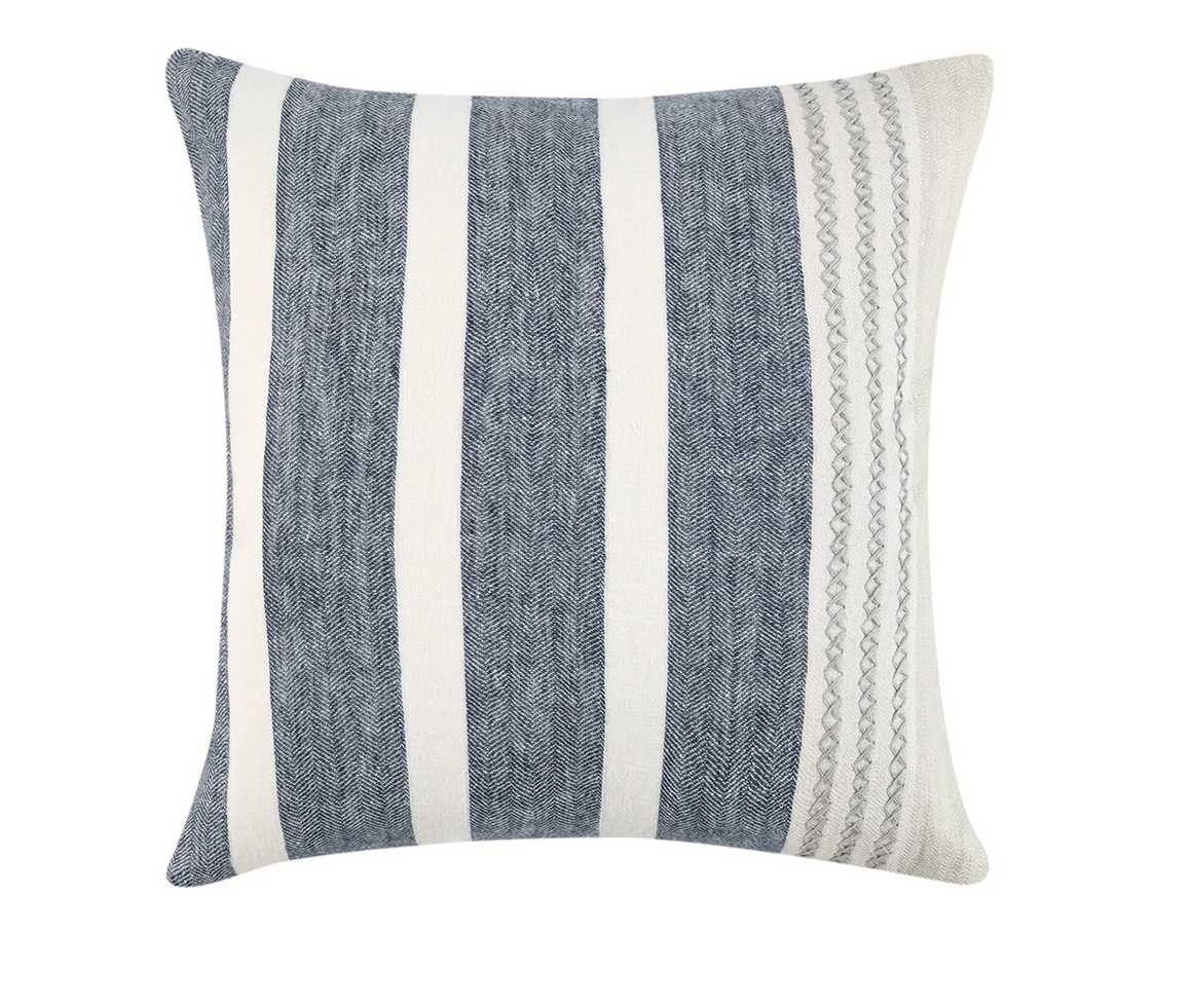 Sherry 22" x 22" Down Pillow - Navy Stripe