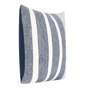 Sherry 22" x 22" Down Pillow - Navy Stripe