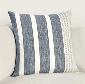 Sherry 22" x 22" Down Pillow - Navy Stripe