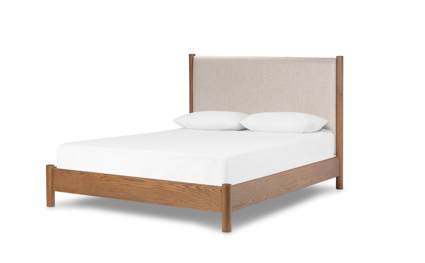 Roth 80" King Bed - Linen + Amber Oak