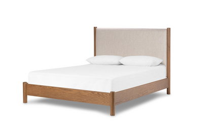 Roth 80" King Bed - Linen + Amber Oak