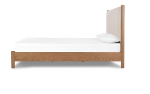 Roth King Bed - Linen + Amber Oak