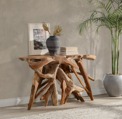 Crete 60" Cypress Teak Root Console Table - Natural