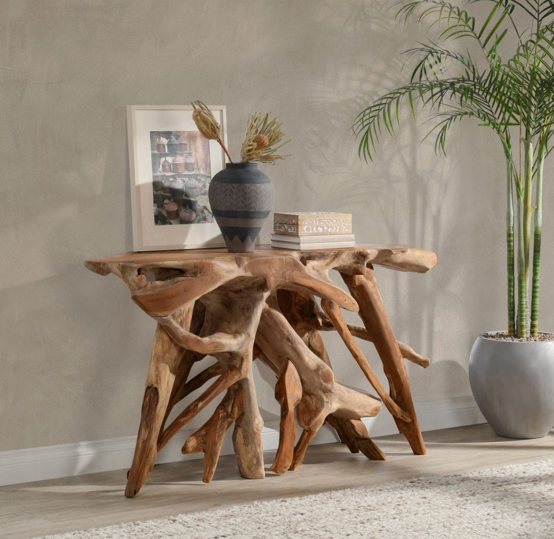 Crete 60" Cypress Root Console Table - Natural