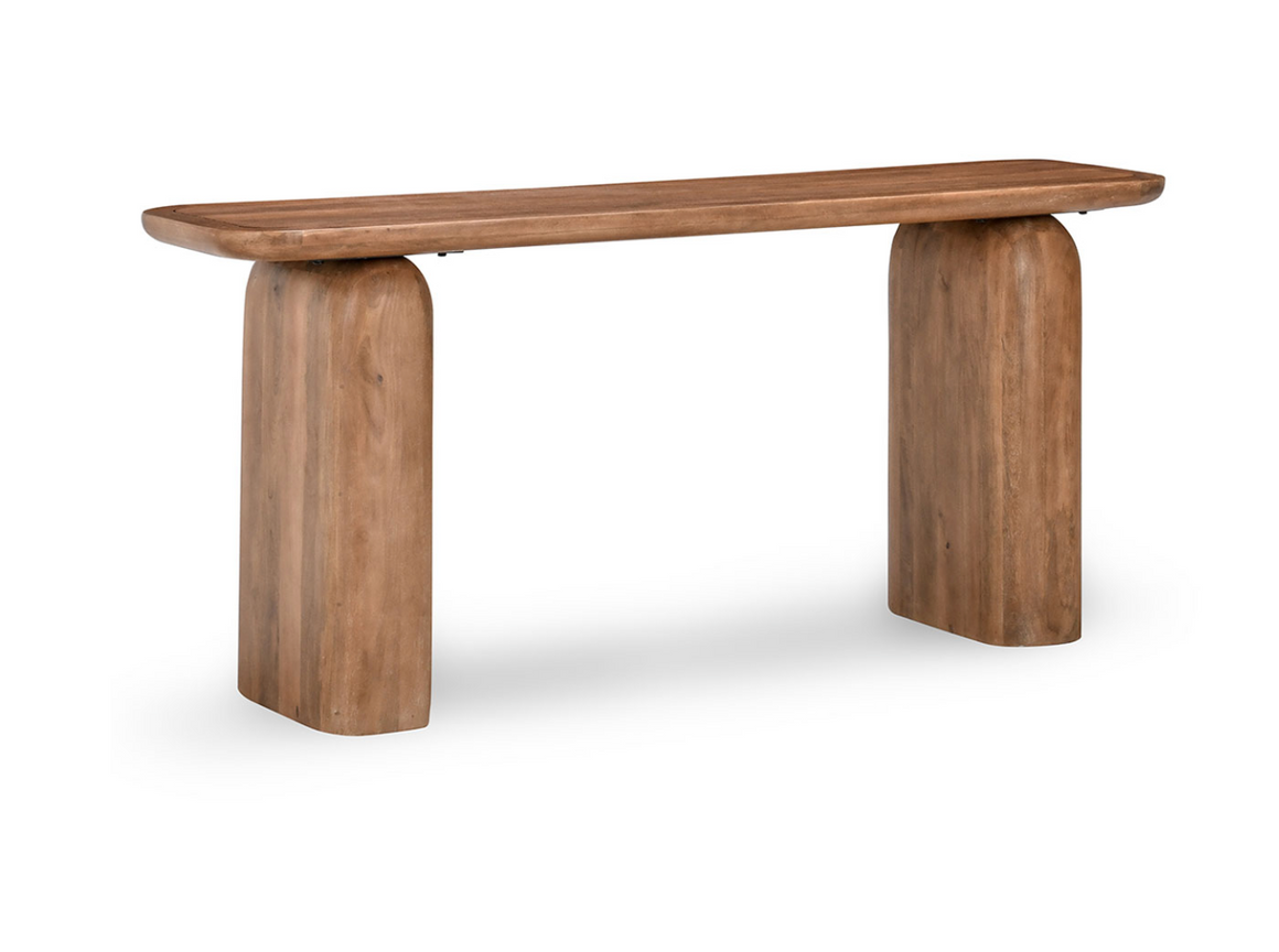 Cordova 68" Mango Wood Curved Console Table - Pecan