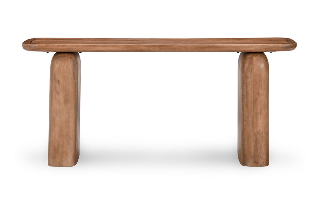 Cordova 68" Mango Wood Curved Console Table - Pecan