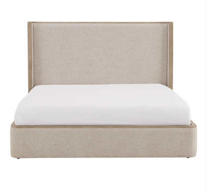 Warren 82" Upholstered Oak King Bed - Stone Wash + Mist