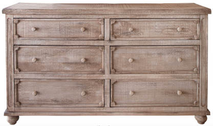 Antigua 70" 6 Drawer Dresser - Distressed Beechwood