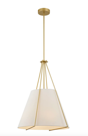 Adair 19" Pendant - Gold + White Linen