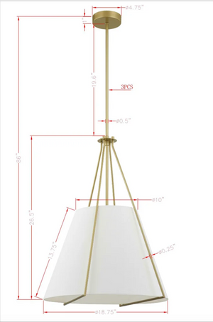 Adair 19" Pendant - Gold + White Linen