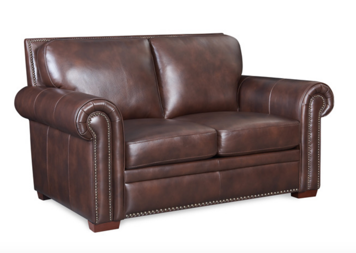 Henley 67" Top Grain 2 Cushion Leather Loveseat - Walnut