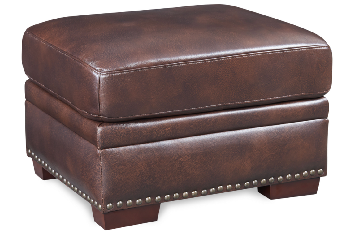 Henley 26" Top Grain Leather Ottoman - Walnut