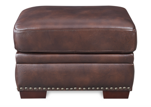 Henley 26" Top Grain Leather Ottoman - Walnut