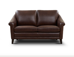 Angelo 61" 2 Cushion Top Grain Leather Loveseat - Salvador Brown