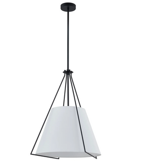 Adair 19" Pendant - Black + White Linen