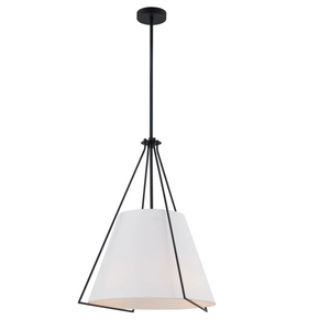 Adair 19" Pendant - Black + White Linen