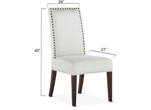 Jenna 24" Parsons Dining Chair - Ivory + Espresso