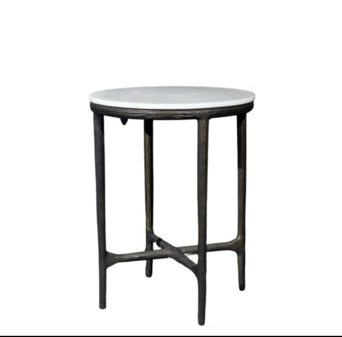 Barona 18" End Table - Marble + Antique Bronze