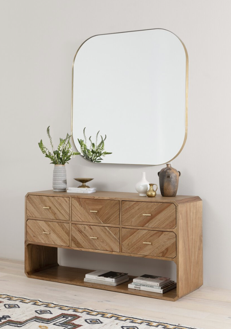 Bellevue 47" Square Mirror - Polished Brass