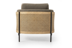 Cassandra 37" Cane Back Occasional Chair - Olive + Rattan