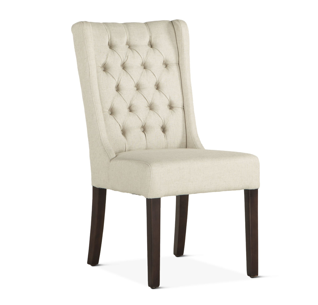 Lana 20" Winged End Chair - Cream Linen + Espresso