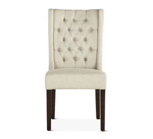 Lana 20" Winged End Chair - Cream Linen + Espresso