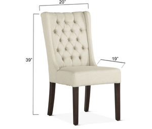 Lana 20" Winged End Chair - Cream Linen + Espresso