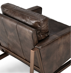 Chanise Top Grain Leather Club Chair - Cocoa