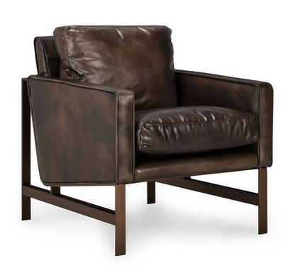 Chanise Top Grain Leather Club Chair - Cocoa